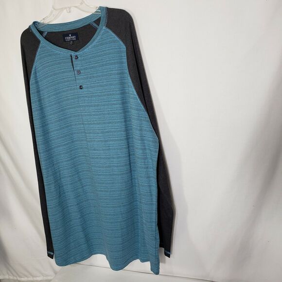 Company Eighty One Mens Shirt Size 5XB Blue Gray Henley Stripes Long Sleeve - Picture 5 of 9